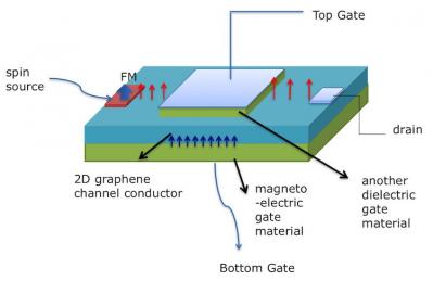 Top-gated graphene-based magnetoelectric spinFET design